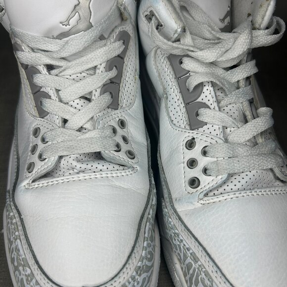 Nike Air Jordan 3 Retro Pure Money Triple White Elephant Print Sneakers - Picture 7 of 10